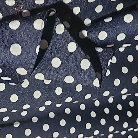 Oxiuly Fashion XL Navy & White Polka Dot falbaba fold pencil dress - Picture 2 of 6